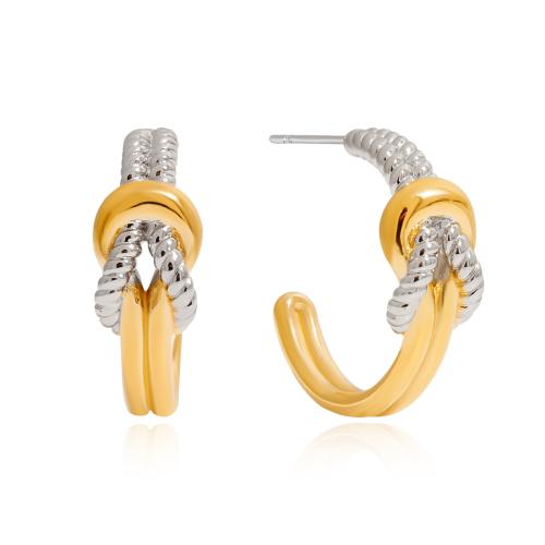 Boucle d'oreille de gaujon en acier inoxydable, Acier inoxydable 304, Placage, pour femme & deux tons & creux, Vendu par paire