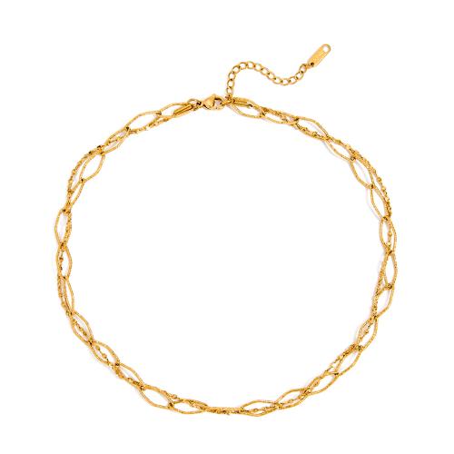 Rostfritt stål kedja halsband, 304 rostfritt stål, plated, Dubbla lager & olika stilar för val & för kvinna, gyllene, Säljs av PC