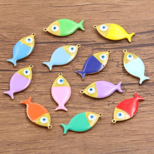 Stainless Steel Animal Pendants 304 Stainless Steel Fish plated DIY & enamel Sold By Bag