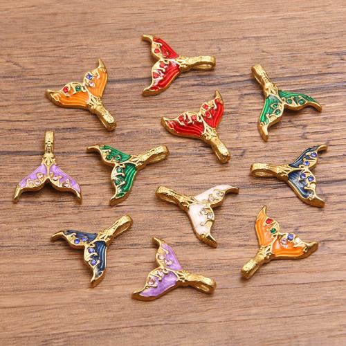 Stainless Steel Pendants 304 Stainless Steel Mermaid tail plated DIY & enamel & with rhinestone Sold By Bag