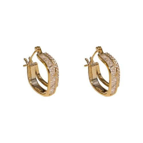 Boucles d'oreilles en laiton zircon cubique pavent, Placage, bijoux de mode & pavé de micro zircon, plus de couleurs à choisir, protéger l'environnement, sans nickel, plomb et cadmium, 17.30x18.80mm, Vendu par paire