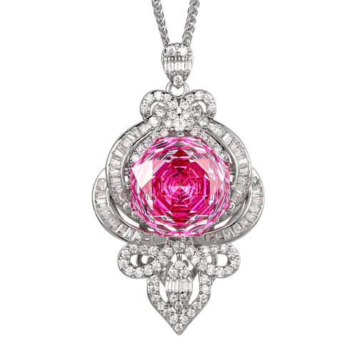 Collier en laiton, avec zircon cubique, avec 5cm chaînes de rallonge, Placage, bijoux de mode & pour femme & avec strass & creux, plus de couleurs à choisir, Longueur 45 cm, Vendu par PC