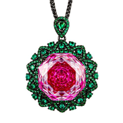 Collier en laiton, avec zircon cubique, avec 5cm chaînes de rallonge, noir or plaqué, bijoux de mode & pour femme & avec strass, plus de couleurs à choisir, Longueur 45 cm, Vendu par PC