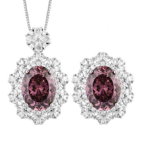 Strass-Schmuck-Sets, Messing, mit kubischer Zirkonia, mit Verlängerungskettchen von 5cm, plattiert, verschiedene Stile für Wahl & für Frau & mit Strass, Länge 45 cm, verkauft von PC