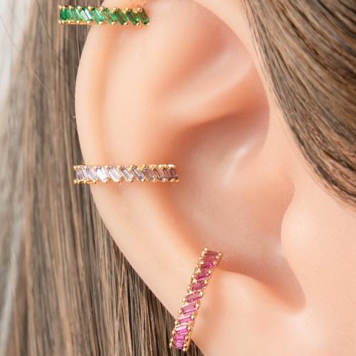 Acier titane manchette d'oreille, avec laiton, Placage de couleur d'or, bijoux de mode & pavé de micro zircon, plus de couleurs à choisir, Vendu par PC