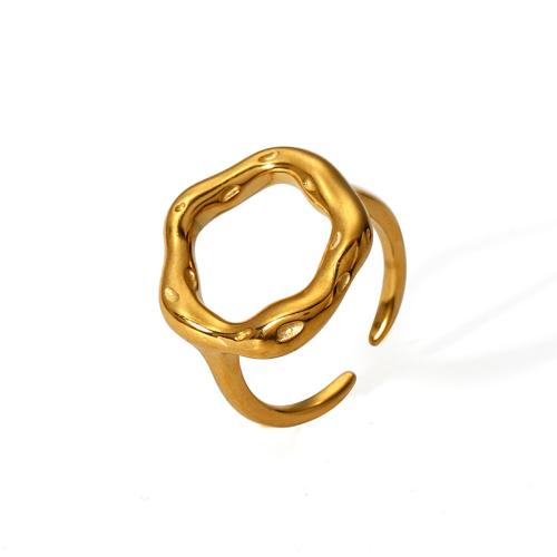 Vinger Ring in edelstaal, 304 roestvrij staal, gold plated, mode sieraden & voor vrouw & hol, Verkocht door PC