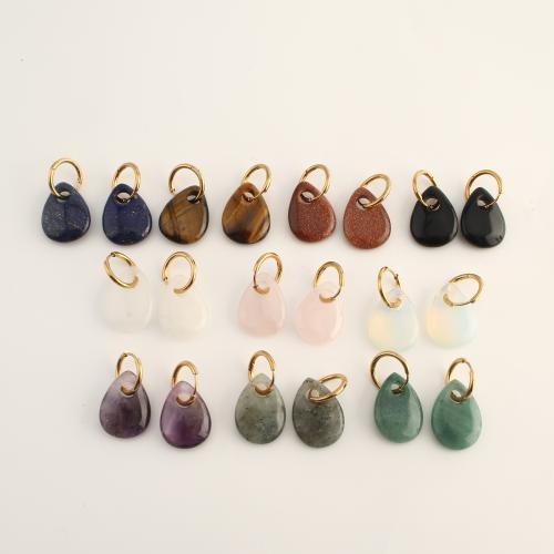 Natural Gemstone Earrings with 304 Stainless Steel Teardrop fashion jewelry & for woman Sold By Pair