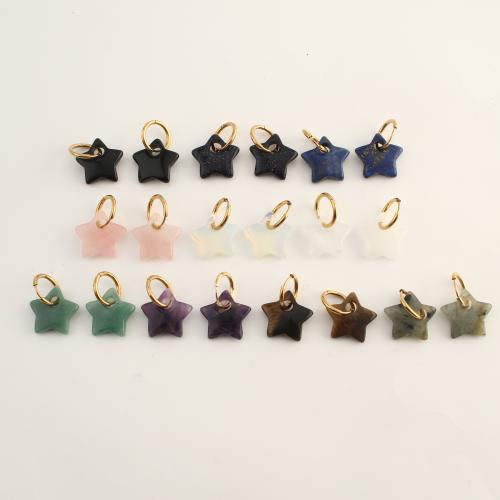 Natural Gemstone Earrings with 304 Stainless Steel Star fashion jewelry & for woman Sold By Pair