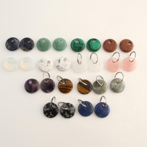Natural Gemstone Earrings with 304 Stainless Steel Round fashion jewelry & for woman Sold By Pair