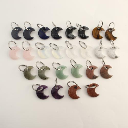 Natural Gemstone Earrings with 304 Stainless Steel Moon fashion jewelry & for woman Sold By Pair