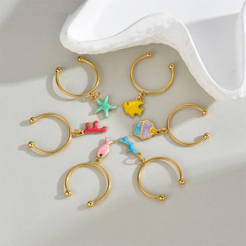 Smalt z nerezové oceli prst prsten, 304 Stainless Steel, barva pozlacený, různé styly pro výběr & pro ženy, více barev na výběr, Prodáno By PC