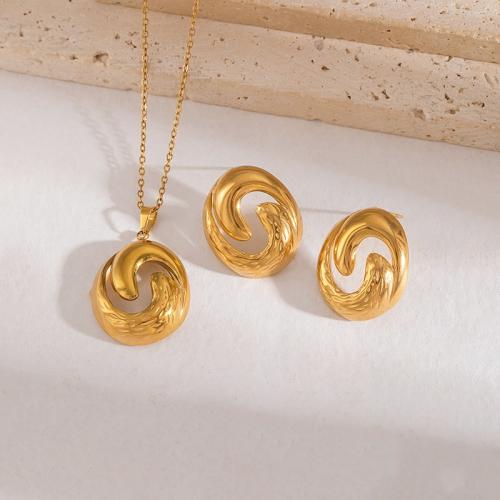 Stainless Steel smycken Ställer, 304 rostfritt stål, 18K guldpläterad, olika stilar för val & för kvinna & ihålig, Säljs av PC