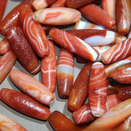 Achát Korálky, lesklý, náhodně odesláno & DIY, červený, 13x40mm, Prodáno By PC