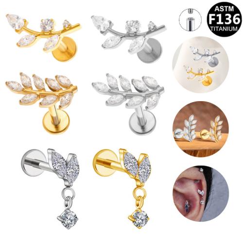 Lega di titanio orecchino piercing, placcato, unisex & stili diversi per la scelta & Micro spianare cubic zirconia, 8mm, Venduto da PC