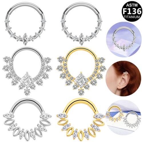 Titanium Alloy Nose Piercing Jewelry plated Unisex & micro pave cubic zirconia Inner Approx 8mm Sold By PC