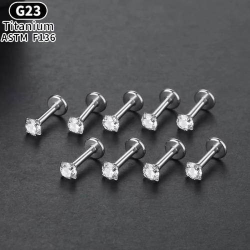 Titanium Alloy Lip Piercing Stud polished Unisex & micro pave cubic zirconia original color Sold By PC