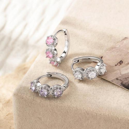 Boucles d'oreilles en laiton zircon cubique pavent, Placage, bijoux de mode & pavé de micro zircon, plus de couleurs à choisir, Vendu par PC