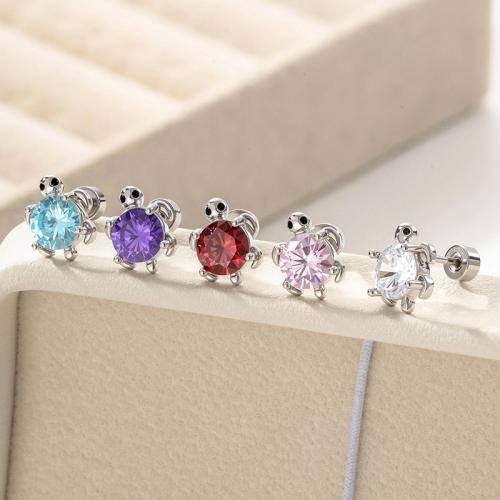 Stainless Steel Ear Piercing Jewelry Titanium Steel with Brass gold color plated fashion jewelry & micro pave cubic zirconia Sold By PC