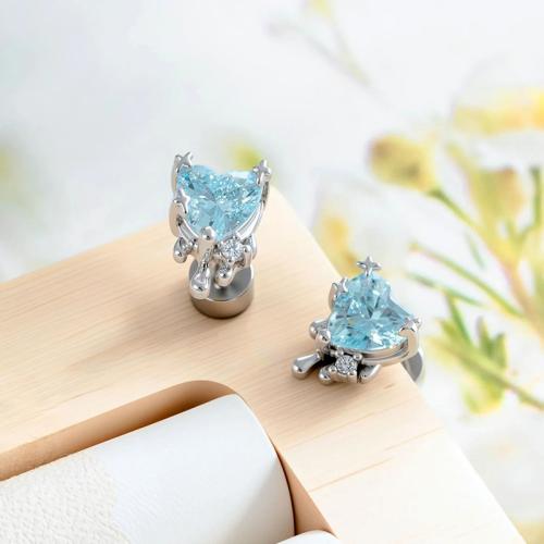 Stainless Steel Ear Piercing Jewelry Titanium Steel with Brass gold color plated fashion jewelry & micro pave cubic zirconia Sold By PC