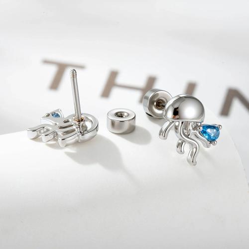 Nerezová ocel Ear Piercing šperky, Titanium ocel, barva pozlacený, módní šperky & micro vydláždit kubické zirkony, více barev na výběr, Prodáno By PC