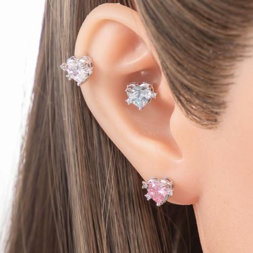 Stainless Steel Ear Piercing Jewelry Titanium Steel with Brass gold color plated fashion jewelry & micro pave cubic zirconia Sold By PC