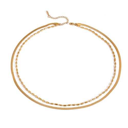 Rostfritt stål kedja halsband, 304 rostfritt stål, plated, Dubbla lager & mode smycken & för kvinna, gyllene, Säljs av PC