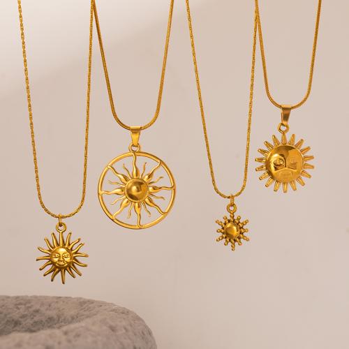 Edelstahl Schmuck Halskette, 304 Edelstahl, plattiert, Modeschmuck & verschiedene Stile für Wahl & für Frau, goldfarben, verkauft von PC