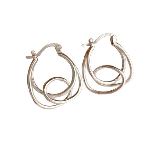 Laiton Leverback boucle d'oreille, Placage, bijoux de mode, argent, protéger l'environnement, sans nickel, plomb et cadmium, 19.20x22.20mm, Vendu par paire