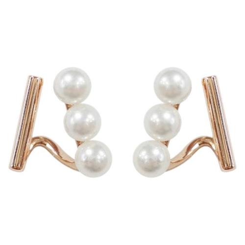 Goujon Laiton, avec perle de plastique, Placage, bijoux de mode, plus de couleurs à choisir, protéger l'environnement, sans nickel, plomb et cadmium, 12.30x11.40mm, Vendu par paire