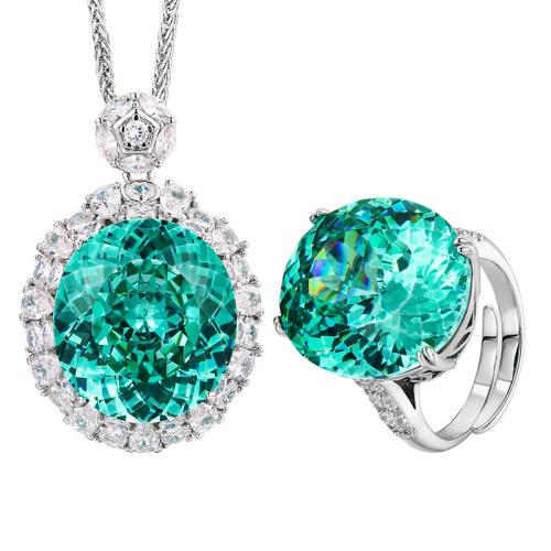 Strass-Schmuck-Sets, Messing, mit kubischer Zirkonia, mit Verlängerungskettchen von 5cm, plattiert, verschiedene Stile für Wahl & für Frau & mit Strass, Länge 45 cm, verkauft von PC