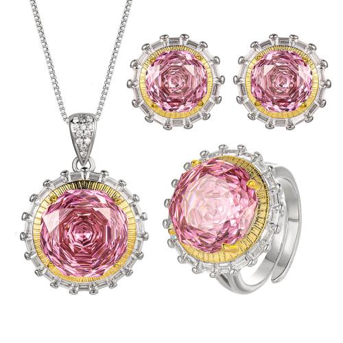 Strass-Schmuck-Sets, Messing, mit kubischer Zirkonia, mit Verlängerungskettchen von 5cm, plattiert, verschiedene Stile für Wahl & für Frau & mit Strass, Länge 45 cm, verkauft von PC