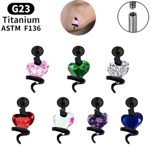 Titanium Alloy Lip Piercing Stud with Copper Alloy Snake plated Unisex & with cubic zirconia Sold By PC