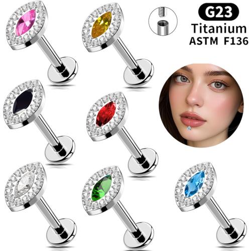 Titanium Alloy Lip Piercing Stud with Copper Alloy Evil Eye Unisex & micro pave cubic zirconia Sold By PC