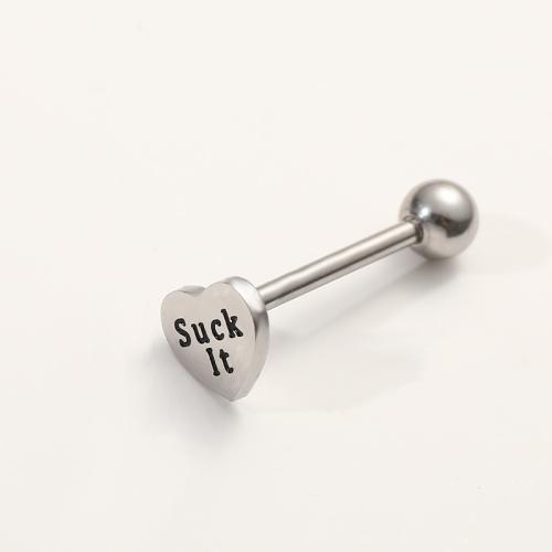 Titanium ocel jazyk kroužek, lesklý, unisex & různé styly pro výběr, Prodáno By PC