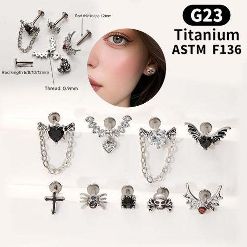 Titanium Alloy piercing náušnice, s Slitina mědi, unisex & různé velikosti pro výběr & různé styly pro výběr & micro vydláždit kubické zirkony, Prodáno By PC