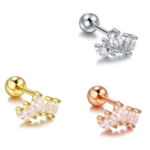 304 Stainless Steel Lip Piercing Stud plated Unisex & micro pave cubic zirconia Sold By PC