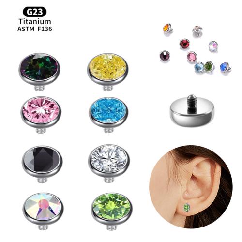 Titanium Alloy Piercing Earring Findings Unisex & with rhinestone Sold By PC