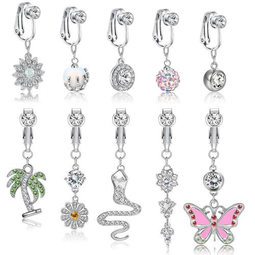 Acier inoxydable 304 anneau de ventre, avec Opale, unisexe & styles différents pour le choix & pavé de micro zircon, belly ring length 30-50mm, Vendu par PC