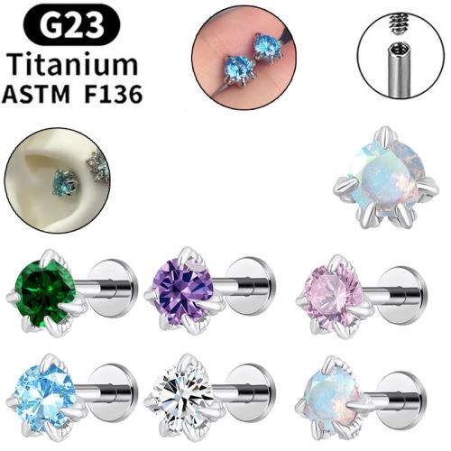 Titanlegering piercing örhänge, med Kopparlegering, Claw, Unisex & olika storlek för val & med cubic zirconia, fler färger för val, Säljs av PC