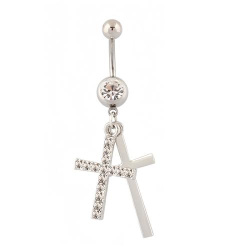 Acier inoxydable 304 anneau de ventre, unisexe & styles différents pour le choix & pavé de micro zircon, belly ring rod size 1.6x10mm, Vendu par PC