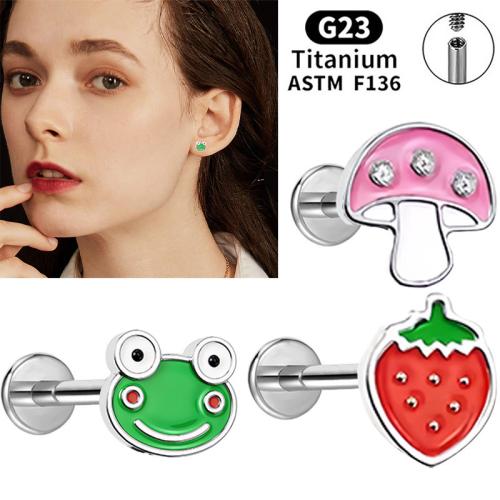 Titanlegering piercing örhänge, med Kopparlegering, polerad, Unisex & olika storlek för val & olika mönster för val & emalj, Säljs av PC