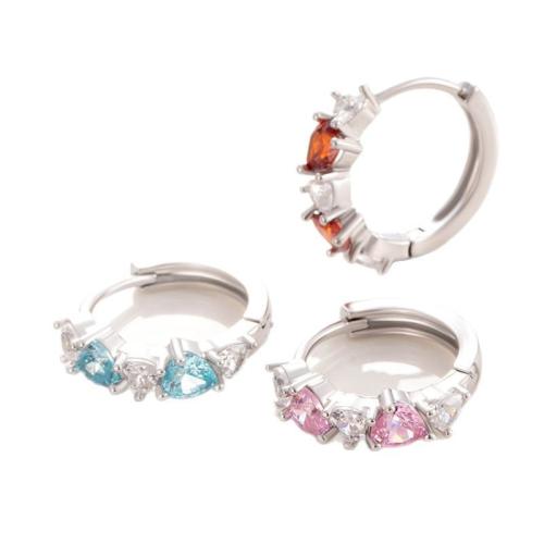 Boucles d'oreilles en laiton zircon cubique pavent, Placage, bijoux de mode & pavé de micro zircon, plus de couleurs à choisir, protéger l'environnement, sans nickel, plomb et cadmium, 30x20x10mm, Vendu par PC