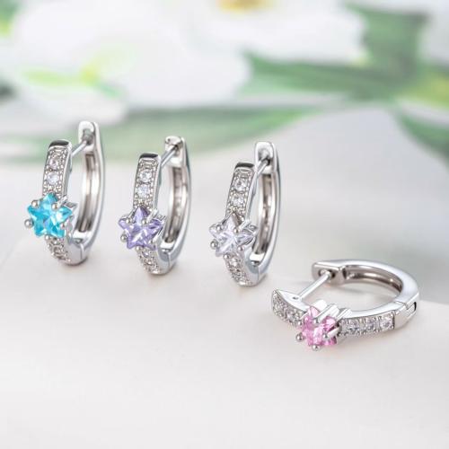 Boucles d'oreilles en laiton zircon cubique pavent, Placage, bijoux de mode & pavé de micro zircon, plus de couleurs à choisir, protéger l'environnement, sans nickel, plomb et cadmium, Vendu par PC