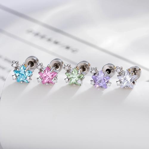 Titanium ocel piercing náušnice, s Mosaz, barva pozlacený, módní šperky & micro vydláždit kubické zirkony, více barev na výběr, Prodáno By PC