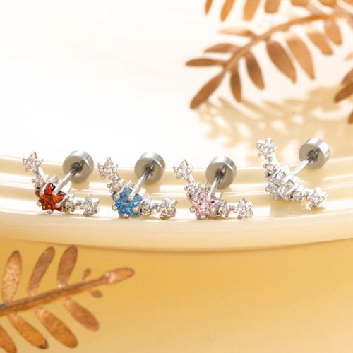 Titanium ocel piercing náušnice, s Mosaz, barva pozlacený, módní šperky & micro vydláždit kubické zirkony, více barev na výběr, Prodáno By PC