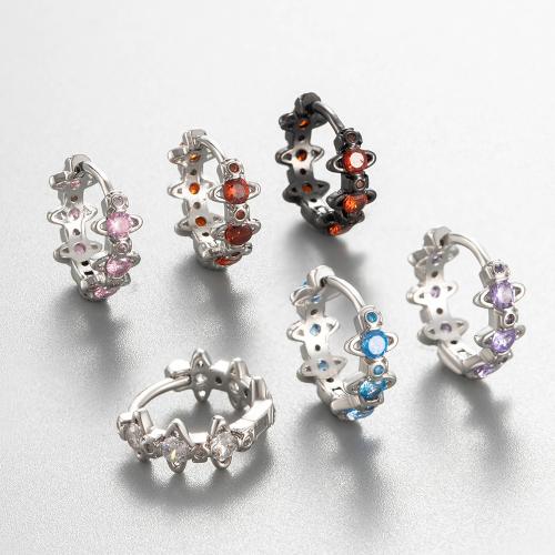 Boucles d'oreilles en laiton zircon cubique pavent, Placage, bijoux de mode & pavé de micro zircon, plus de couleurs à choisir, protéger l'environnement, sans nickel, plomb et cadmium, Vendu par PC