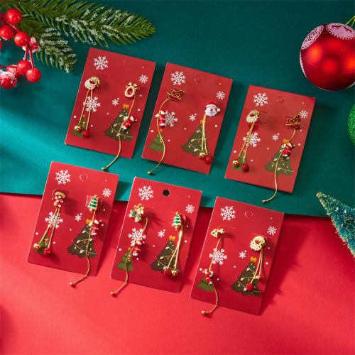 Vánoční náušnice, Zinek, barva pozlacený, Vánoční design & smalt & s drahokamu, více barev na výběr, Prodáno By Pair