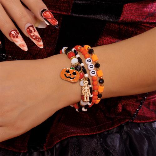 Bransoletka Halloween, Stop cynku, ze Glina polimerowa, Platerowane w kolorze złota, Halloween Design & emalia, dostępnych więcej kolorów, sprzedane przez Ustaw