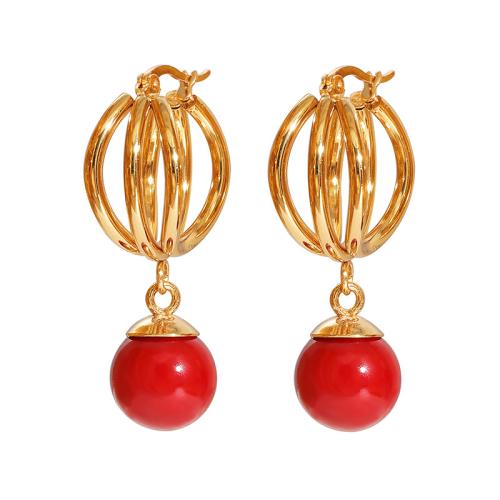 Stainless Steel Lever Terug Earring, 304 roestvrij staal, met Plastic Pearl, plated, mode sieraden & voor vrouw & hol, meer kleuren voor de keuze, Verkocht door pair