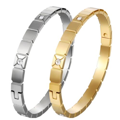 Bracelet en acier inoxydable, Acier inoxydable 304, Placage, bijoux de mode & pour femme & avec strass, plus de couleurs à choisir, Inner diameter :60mm, Vendu par PC